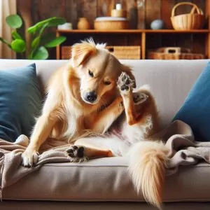 dog-scratching-himself-a-lot-on-couch